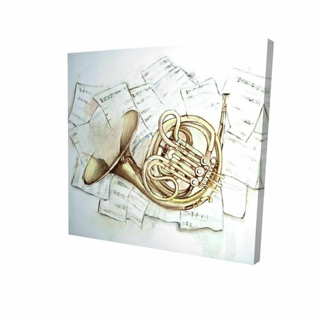 FONDO 16 x 16 in. Horn on Music Sheet-Print on Canvas FO3334288